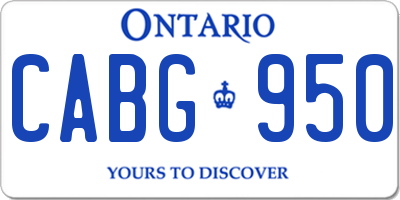 ON license plate CABG950