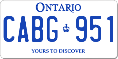 ON license plate CABG951