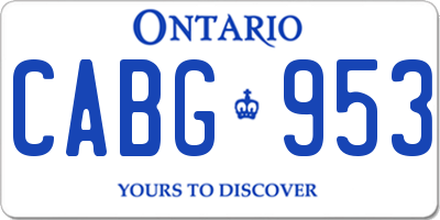 ON license plate CABG953