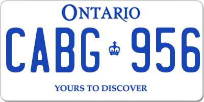 ON license plate CABG956