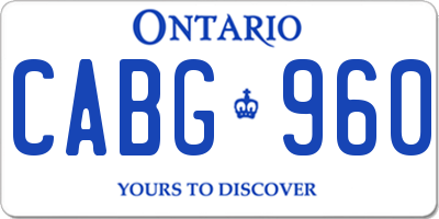 ON license plate CABG960