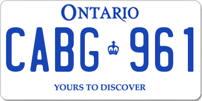 ON license plate CABG961