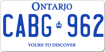 ON license plate CABG962