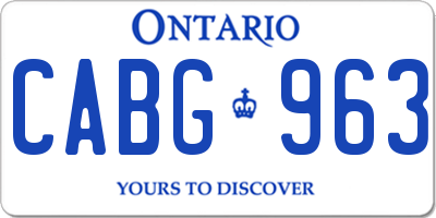 ON license plate CABG963