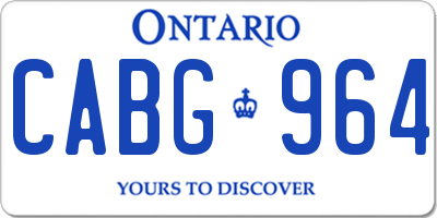 ON license plate CABG964