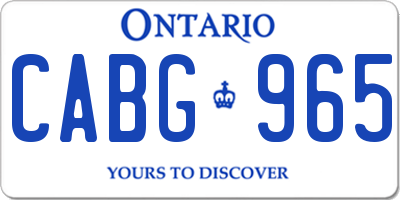 ON license plate CABG965