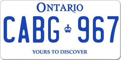 ON license plate CABG967