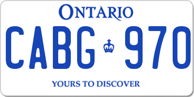 ON license plate CABG970