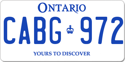 ON license plate CABG972