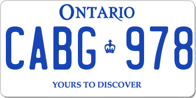 ON license plate CABG978