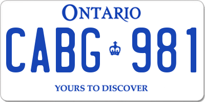 ON license plate CABG981