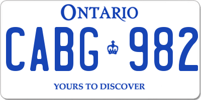 ON license plate CABG982