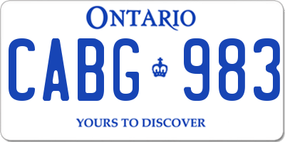 ON license plate CABG983