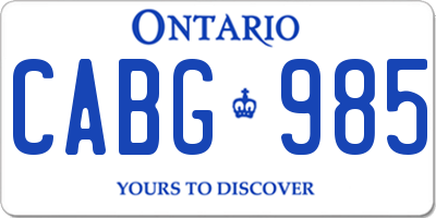 ON license plate CABG985