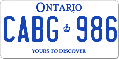 ON license plate CABG986