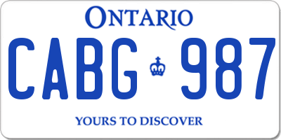 ON license plate CABG987