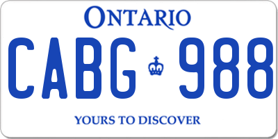 ON license plate CABG988