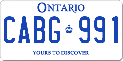 ON license plate CABG991