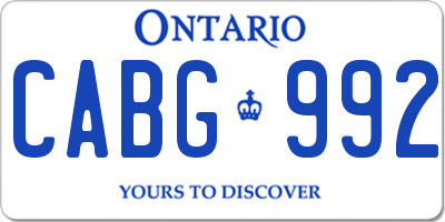 ON license plate CABG992