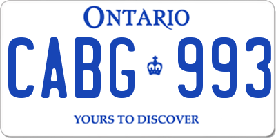 ON license plate CABG993