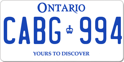 ON license plate CABG994