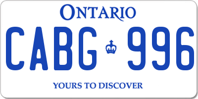 ON license plate CABG996