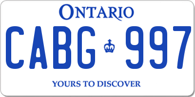 ON license plate CABG997