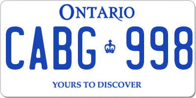 ON license plate CABG998