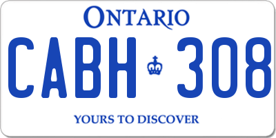 ON license plate CABH308