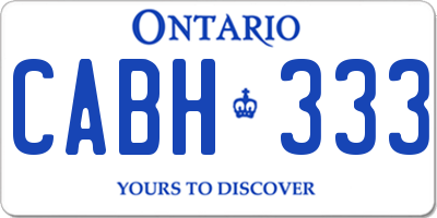 ON license plate CABH333