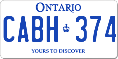 ON license plate CABH374