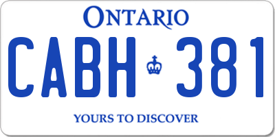 ON license plate CABH381