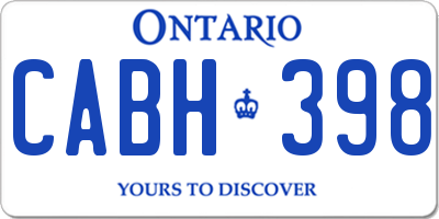 ON license plate CABH398