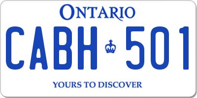 ON license plate CABH501