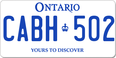 ON license plate CABH502