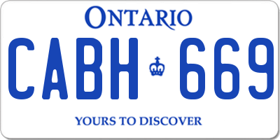 ON license plate CABH669