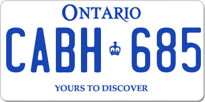 ON license plate CABH685