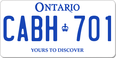 ON license plate CABH701