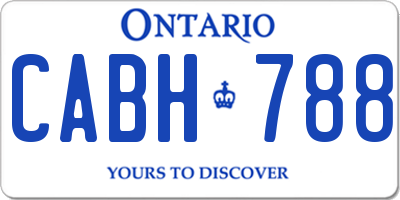 ON license plate CABH788