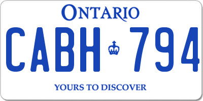 ON license plate CABH794