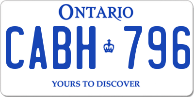 ON license plate CABH796