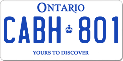 ON license plate CABH801