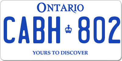 ON license plate CABH802