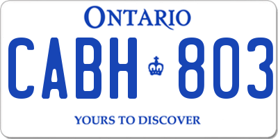 ON license plate CABH803