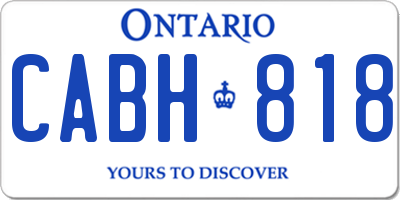 ON license plate CABH818