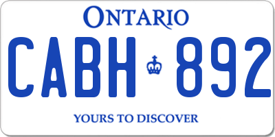 ON license plate CABH892