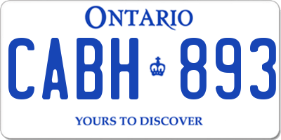 ON license plate CABH893