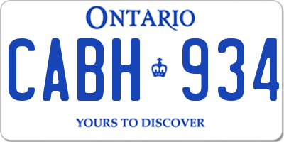 ON license plate CABH934