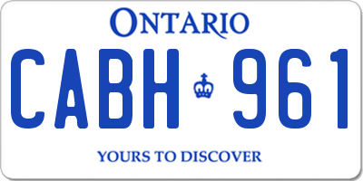 ON license plate CABH961