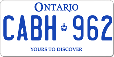 ON license plate CABH962